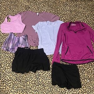 Zella Girl size 10-12 Lot - Purple tops and black shorts